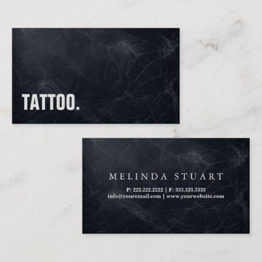 Modernes Minimalistisches Blackboard Tattoo Berufl Visitenkarte (Vorne/Hinten)