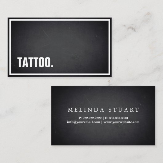 Modernes Minimalistisches Blackboard Tattoo Berufl Visitenkarte (Vorne/Hinten)