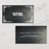 Modernes Minimalistisches Blackboard Tattoo Berufl Visitenkarte (Vorne/Hinten)
