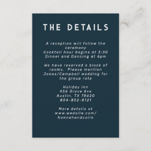 Modernes Minimalistisches Blau Aquamarin Begleitkarte