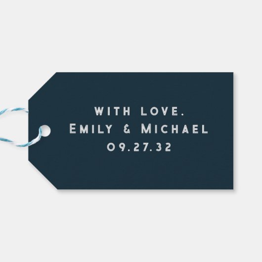 Modernes Minimalistisches Blau Aquamarin Geschenkanhänger (Rückseite Horizontal)