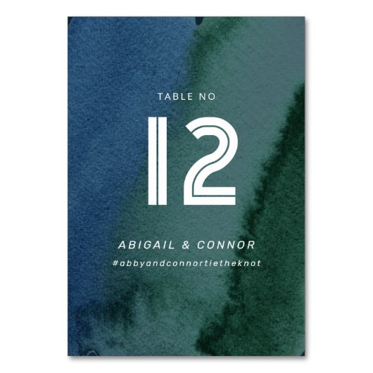Modernes Minimalistisches Blau Aquamarin Tischnummer (Vorderseite)