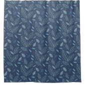 Modernes Minimalistisches Blaues Floral Duschvorhang (Vorderseite)