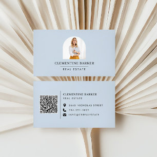 Modernes, minimalistisches, blaues Foto Visitenkarte