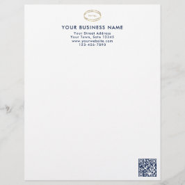 Modernes minimalistisches blaues QR-Code-Geschäfts Briefbogen
