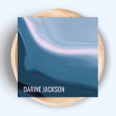 Modernes Minimalistisches Blaues Wasser Wavy Quadratische Visitenkarte