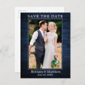 Modernes Minimalistisches Blauholz Save the Date Postkarte (Vorne/Hinten)