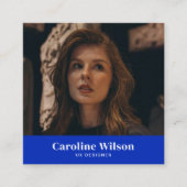 Modernes Minimalistisches Blue Beruflich QR Code F Quadratische Visitenkarte (Vorderseite)