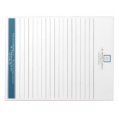 Modernes Minimalistisches Blue Border Logo-Geschäf Notizblock (Vorderseite)