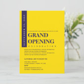 Modernes Minimalistisches Blue & Gold Grand Openin Einladung (Stehend Vorderseite)