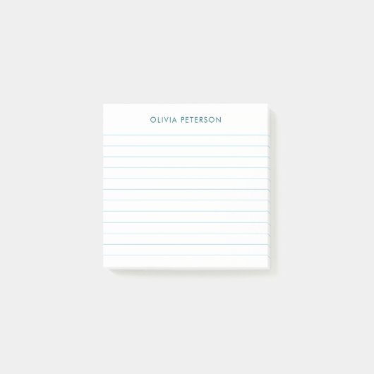 Modernes Minimalistisches Blue Lined Sticky Post-it Klebezettel (Vorderseite)