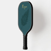 Modernes Minimalistisches Blue Palm Leaf Monogram Pickleball Schläger (Links)