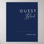 Modernes Minimalistisches Blue Silver Guest Book S Poster (Vorne)