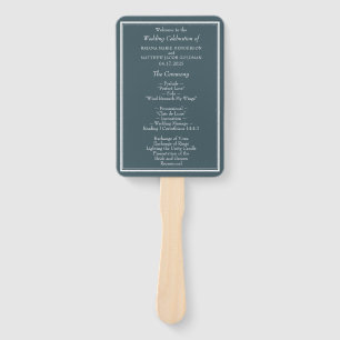 Modernes Minimalistisches Blue Wedding Programm Ha Fächer
