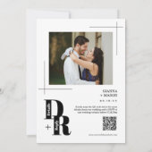 Modernes Minimalistisches Blue Wedding QR Code Fot Einladung (Rückseite)