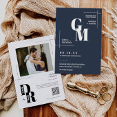 Modernes Minimalistisches Blue Wedding QR Code Fot Einladung