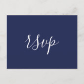 Modernes Minimalistisches Blue Wedding RSVP Postkarte (Vorderseite)