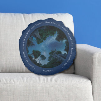 Modernes Minimalistisches Blue Zitat Rundes Kissen