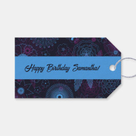 Modernes Minimalistisches Blumenblau und Lila Must Geschenkanhänger