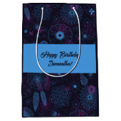 Modernes Minimalistisches Blumenblau und Lila Must Mittlere Geschenktüte (Vorderseite)