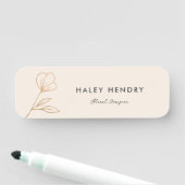 Modernes Minimalistisches Blumengold Namensschild (Beispiel)