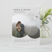 Modernes Minimalistisches Blumengrau-Hochzeitssemb Einladung (Stehend Vorderseite)