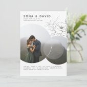 Modernes Minimalistisches Blumenhochzeitungs-Foto Einladung (Stehend Vorderseite)