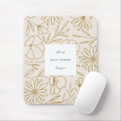 Modernes Minimalistisches Blumenmuster - Gold und  Mousepad (Mit Mouse)
