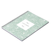 Modernes Minimalistisches Blumenmuster Grün Notizblock (Linke Seite)