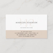 Modernes Minimalistisches Boho Beige-Skript Visitenkarte (Rückseite)