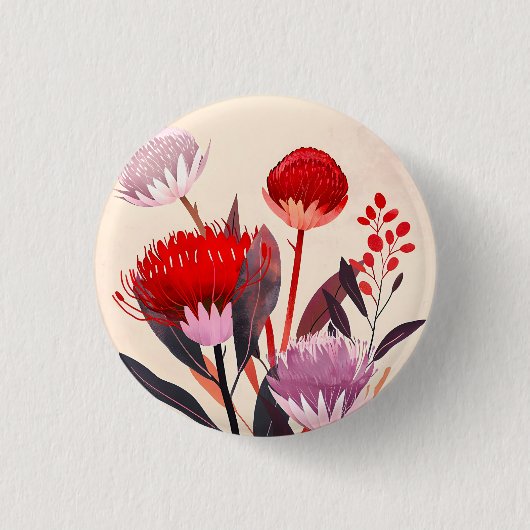 Modernes minimalistisches Boho-Blumen-Botanik Button (Vorderseite)