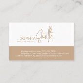 Modernes Minimalistisches Boho Cream Beige Script  Visitenkarte (Rückseite)