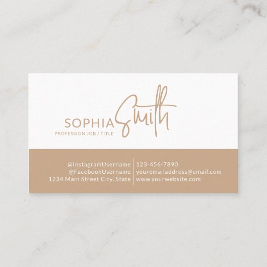 Modernes Minimalistisches Boho Cream Beige Script Visitenkarte (Rückseite)