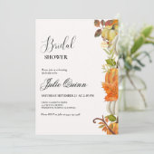 Modernes Minimalistisches Boho Fall Pumpkin-Brautp Einladung (Stehend Vorderseite)