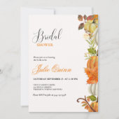 Modernes Minimalistisches Boho Fall Pumpkin-Brautp Einladung (Vorderseite)