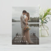 Modernes Minimalistisches Boho Foto Wedite Invite Einladung (Stehend Vorderseite)
