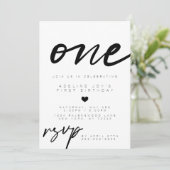 Modernes Minimalistisches Boho Foto zum ersten Geb Einladung (Stehend Vorderseite)