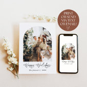 Modernes Minimalistisches Boho Happy Holidays Arch Einladung