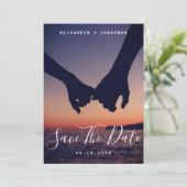 Modernes Minimalistisches Boho Navy Blue Wedding F Save The Date (Stehend Vorderseite)