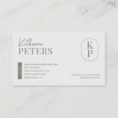 Modernes Minimalistisches Boho Olive Visitenkarte (Rückseite)