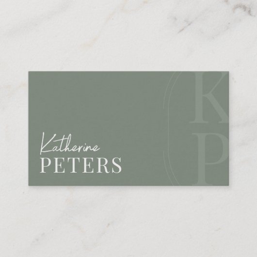 Modernes Minimalistisches Boho Olive Visitenkarte (Vorderseite)