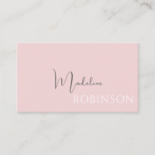 Modernes Minimalistisches Boho Pale Pink-Script Visitenkarte (Vorderseite)