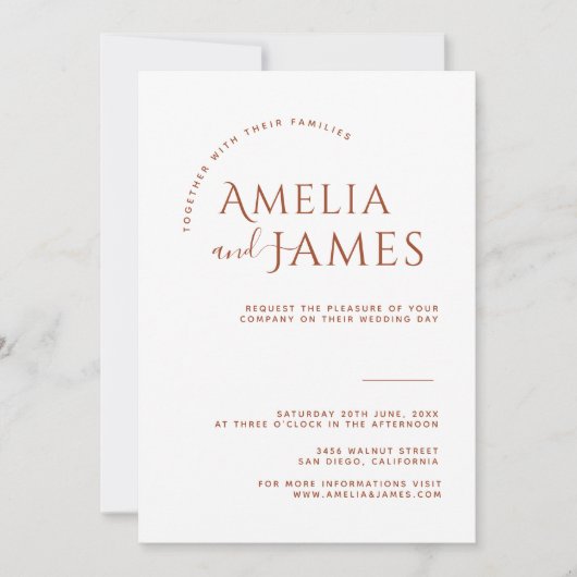 Modernes Minimalistisches Boho Terracotta Foto Hoc Einladung (Vorderseite)