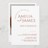 Modernes Minimalistisches Boho Terracotta Foto Hoc Einladung (Vorne/Hinten)