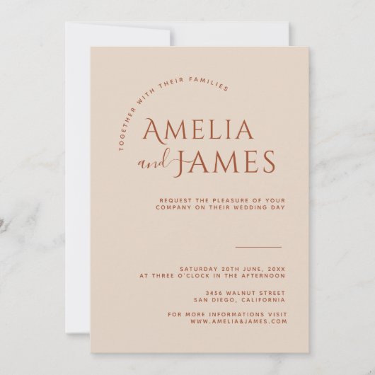 Modernes Minimalistisches Boho Terracotta Foto Hoc Einladung (Vorderseite)