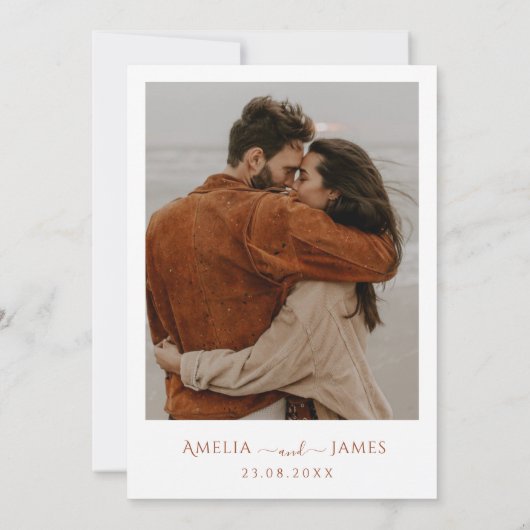 Modernes Minimalistisches Boho Terracotta Foto Hoc Einladung (Rückseite)