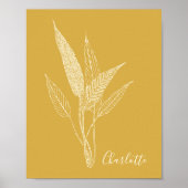 Modernes Minimalistisches botanisches Gelb Persona Poster (Vorne)
