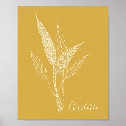 Modernes Minimalistisches botanisches Gelb Persona Poster (Vorne)