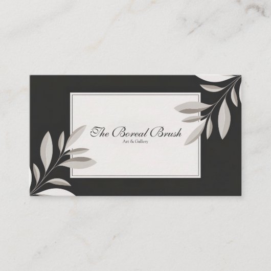 Modernes Minimalistisches botanisches Grau und Sch Visitenkarte (Vorderseite)