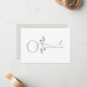 Modernes minimalistisches botanisches Monogramm Mitteilungskarte (Vorderseite/Rückseite Beispiel)